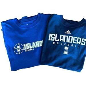 GUC - Adidas Unisex 2 Tee Shirts Islanders Baseball University Blue - Size XL